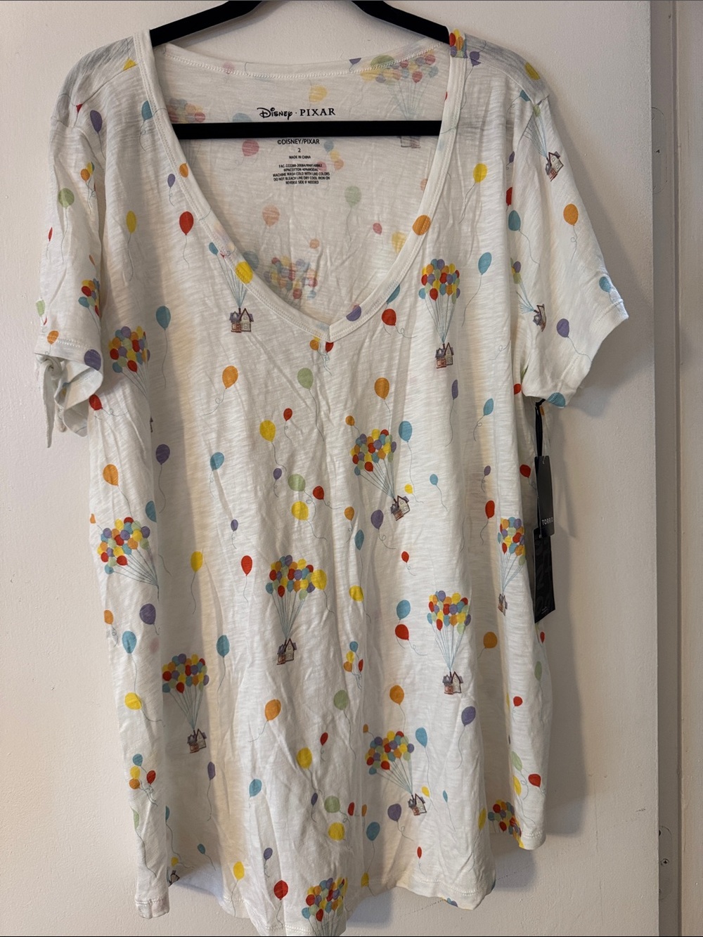 torrid Disney White Pixar - Up! V-Neck Tee with Colorful Balloon Print